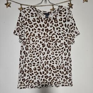 Womens Size Medium Leopard Animal Print Soft Top Mob Wife Pin Up Punk Trashy